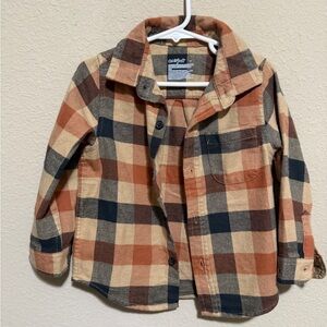 Cat & Jack Plaid Kids Shirt - Tan, Blue, and Brown